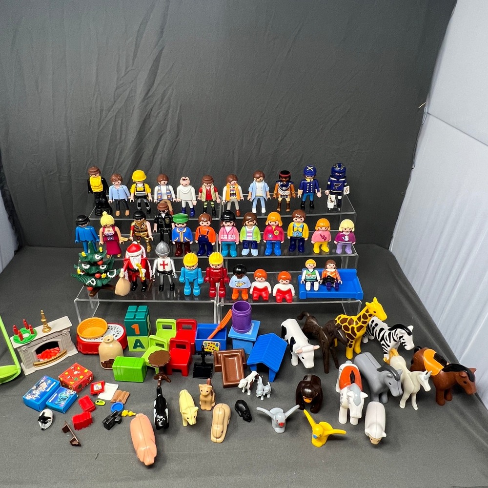 Playmobil Mega Lot Mixed Figures Animals Furniture Christmas 70+ pc Multi Color